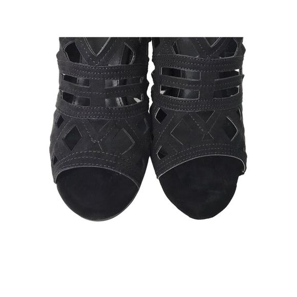 Charlotte Russe Size 10 Cameron Black Block Heel PeepToe Caged Gladiator Sandals - Picture 5 of 13